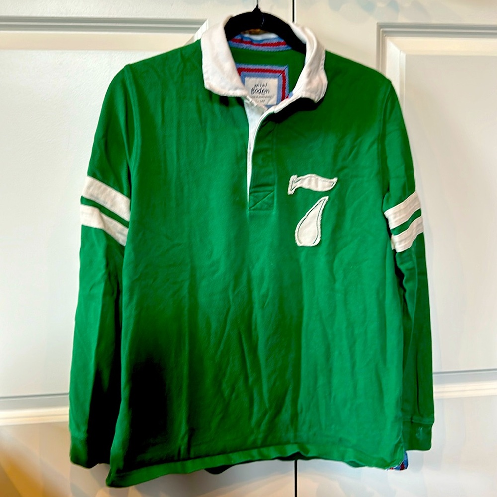 Mini-Boden boys classic rugby shirt in perfect condition. Green and white